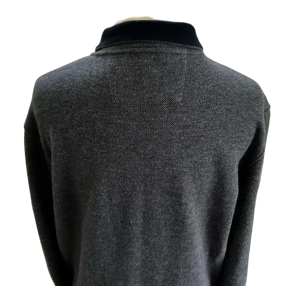Banana Republic Navy Grey Size Large Sweater Jacket Varsity Cotton Zip Up